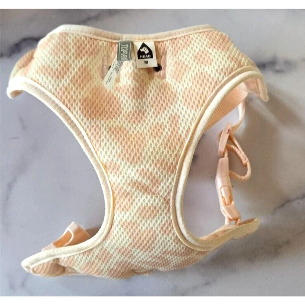 Top Paw Pet Dog Harness Medium Pink Leopard Adjustable‎ Strap Breathable Mesh